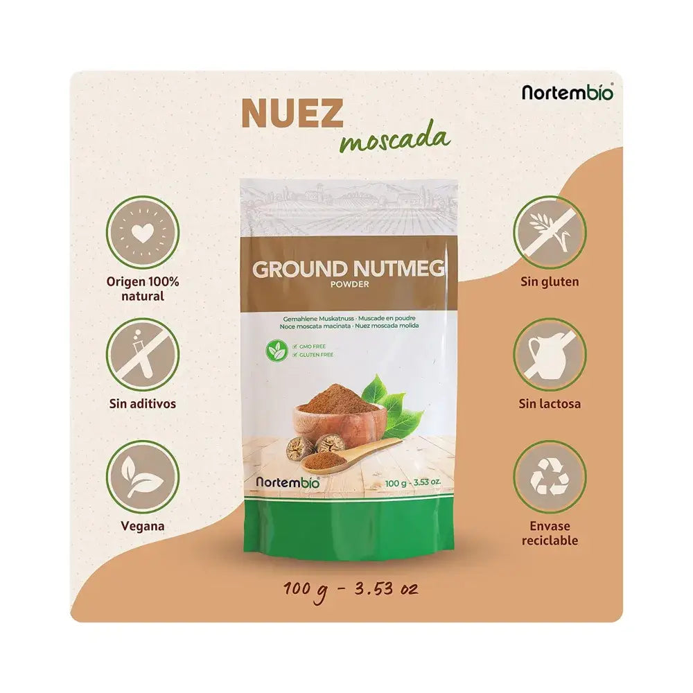 Nuez Moscada En Polvo 100 G. Origen 100% Natural