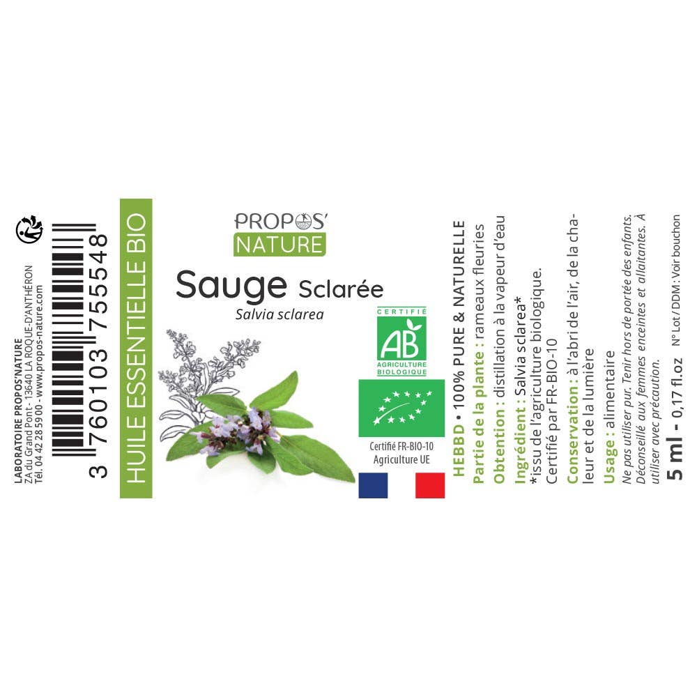 Aceite Esencial Orgánico de Salvia Esclarea 5 ml
