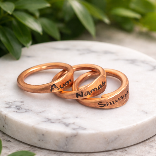Juego de anillos de cobre puro Aum Namah Shivaya