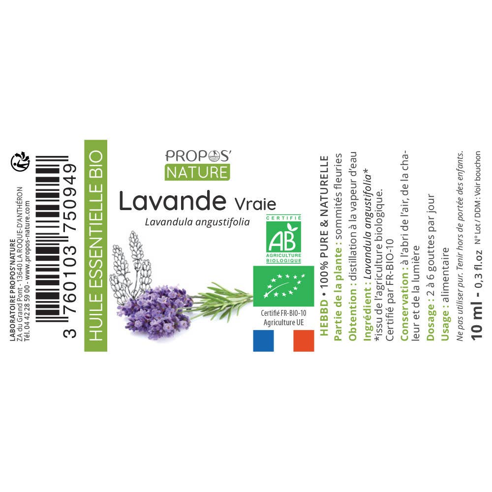Aceite esencial orgánico de lavanda verdadera 10 ml