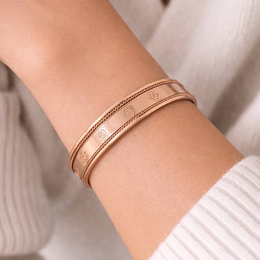Pulsera de cobre para la salud, 7 chakras con 2 imanes