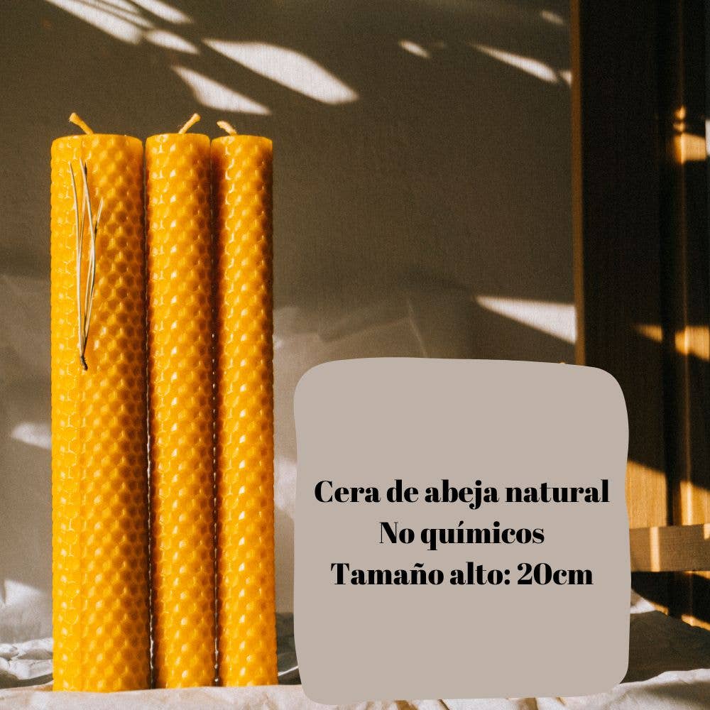 L'ABELLAMEL Velas de cera de abeja 1 Pack de 6 Unidades