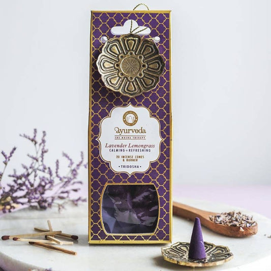 Conos de incienso con quemador colgante de metal Lavanda Hierba de limón