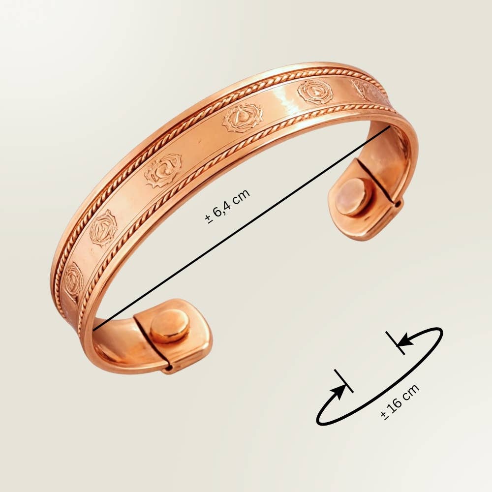 Pulsera de cobre para la salud, 7 chakras con 2 imanes