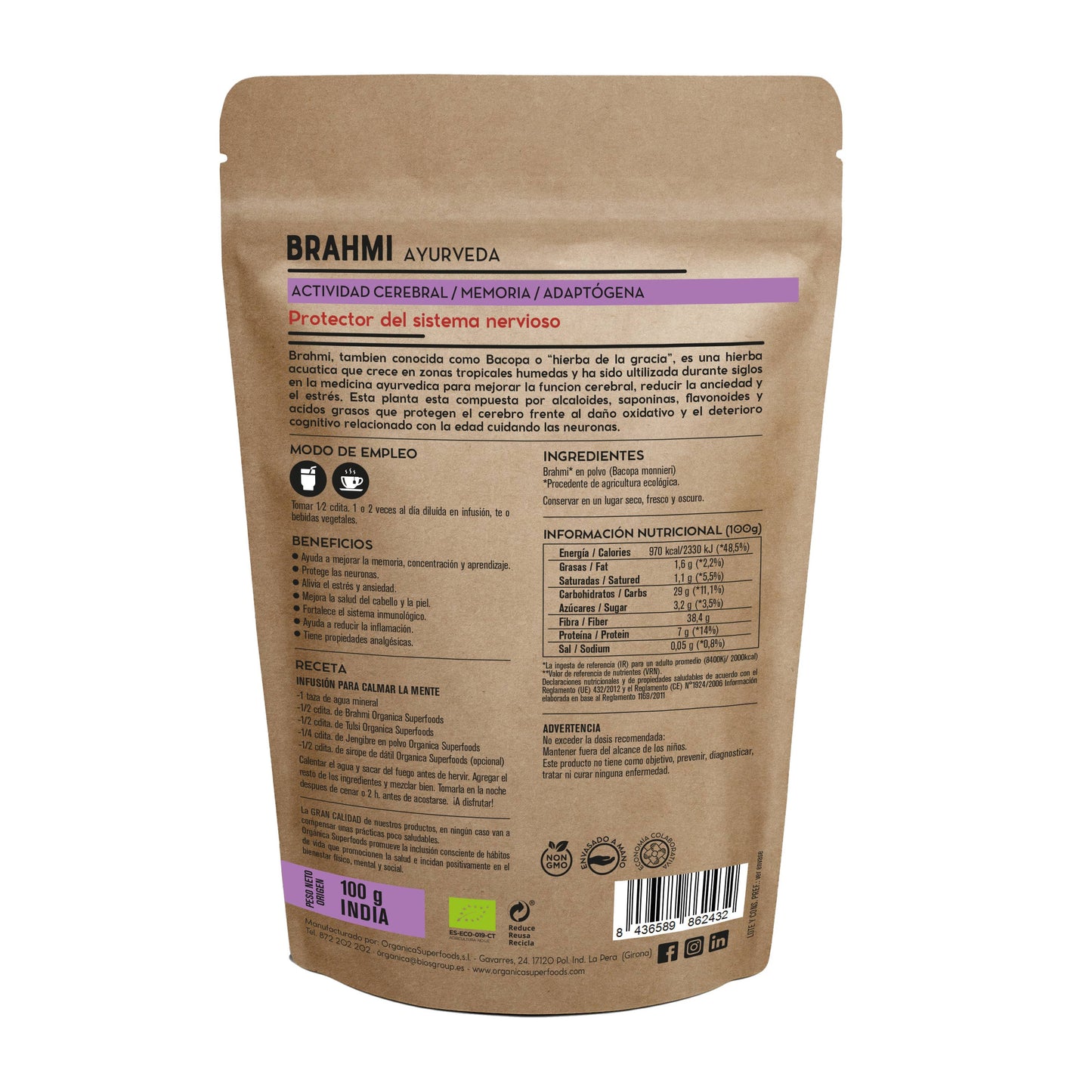 Brahmi en polvo Ecológico - 100g
