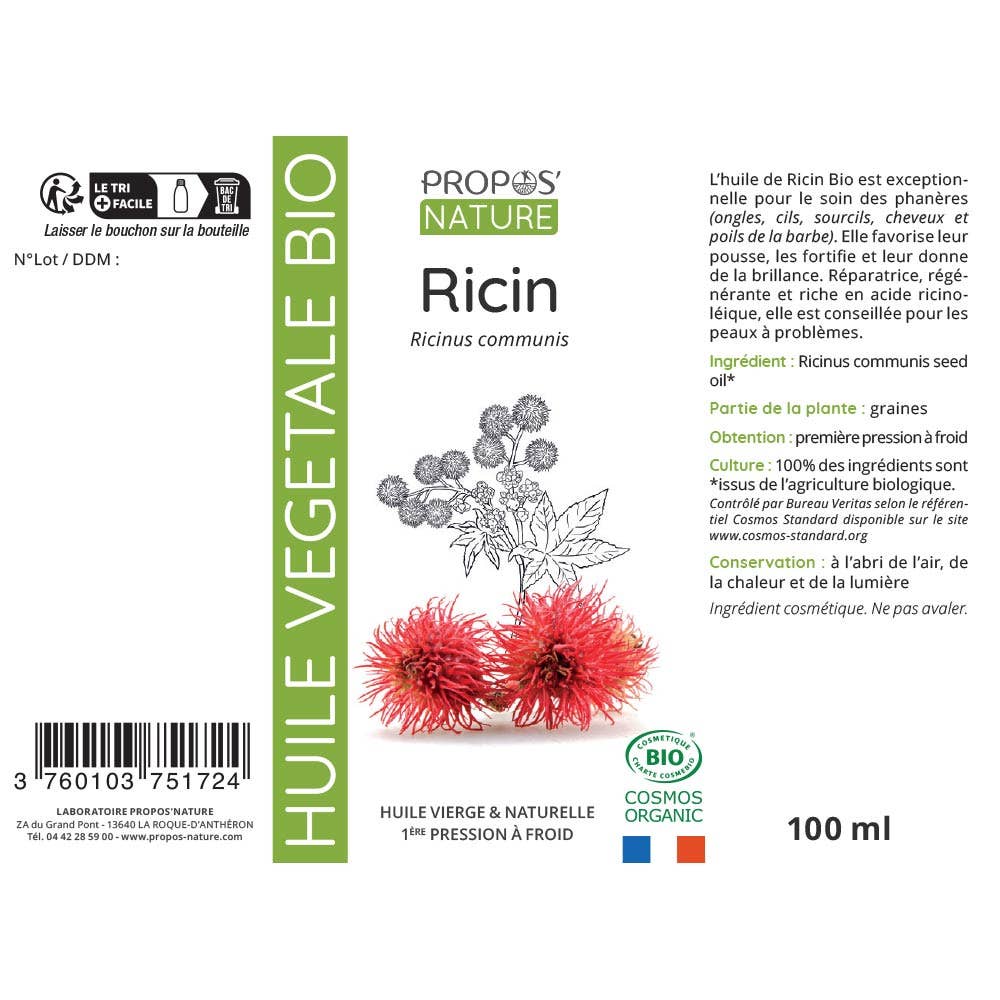 Aceite de Ricino Orgánico 50ml, 100ml, 200ml, 500ml