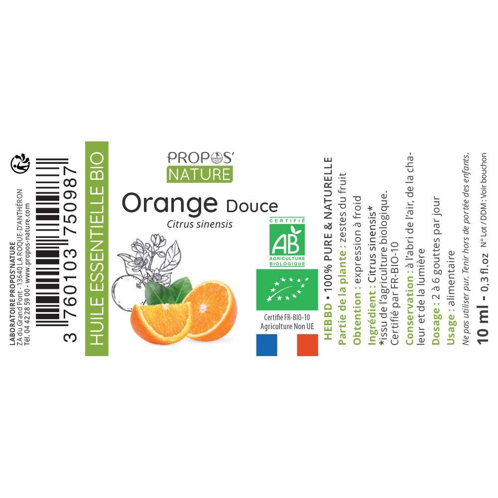 Aceite esencial orgánico de naranja dulce 10 ml
