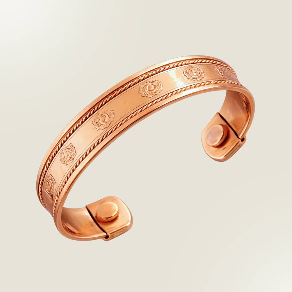 Pulsera de cobre para la salud, 7 chakras con 2 imanes