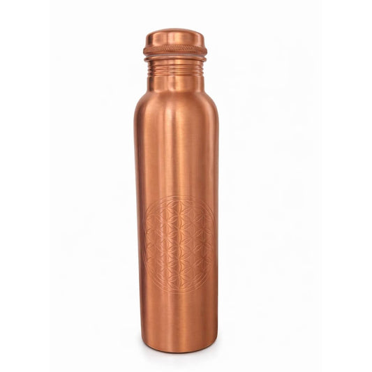 Botella de agua de cobre puro Flor de la Vida acabado mate 1 litro